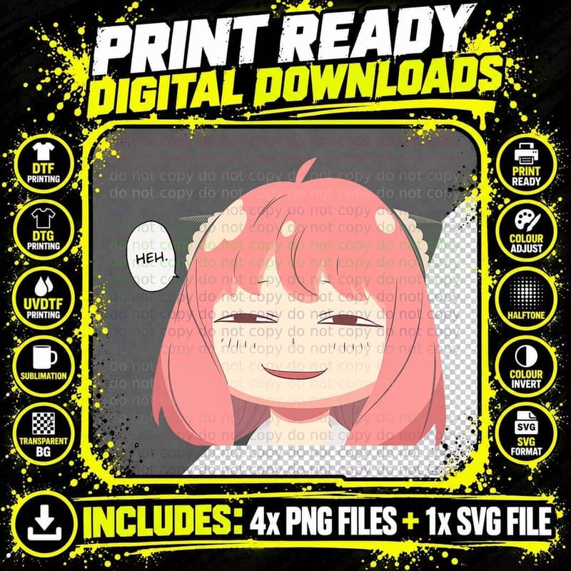 Funny Emotion Smile Heh. a Cute Girl for Family Holidays Png SVG Digital Bundle