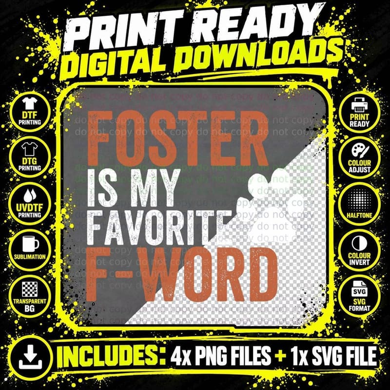 Funny Foster Is My Favorite F-Word Animal Rescue Png SVG Digital Bundle