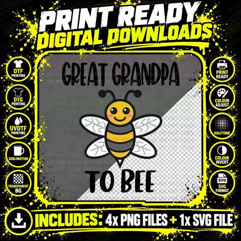 Funny Great Grandpa to Bee - Grandpa to Be T-Shirt Png SVG Digital Bundle