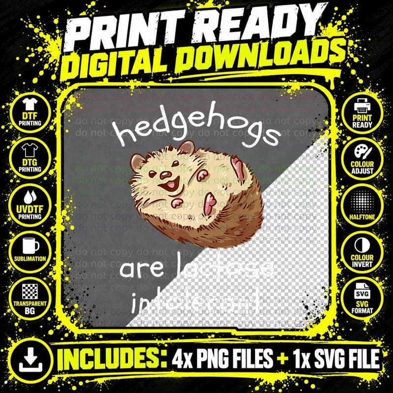 Funny Hedgehog, Hedgehogs Are Lactose Intolerant Png SVG Digital Bundle