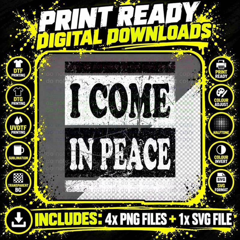 Funny I Come in Peace I'm Peace Matching Couples Costume Png SVG Digital Bundle