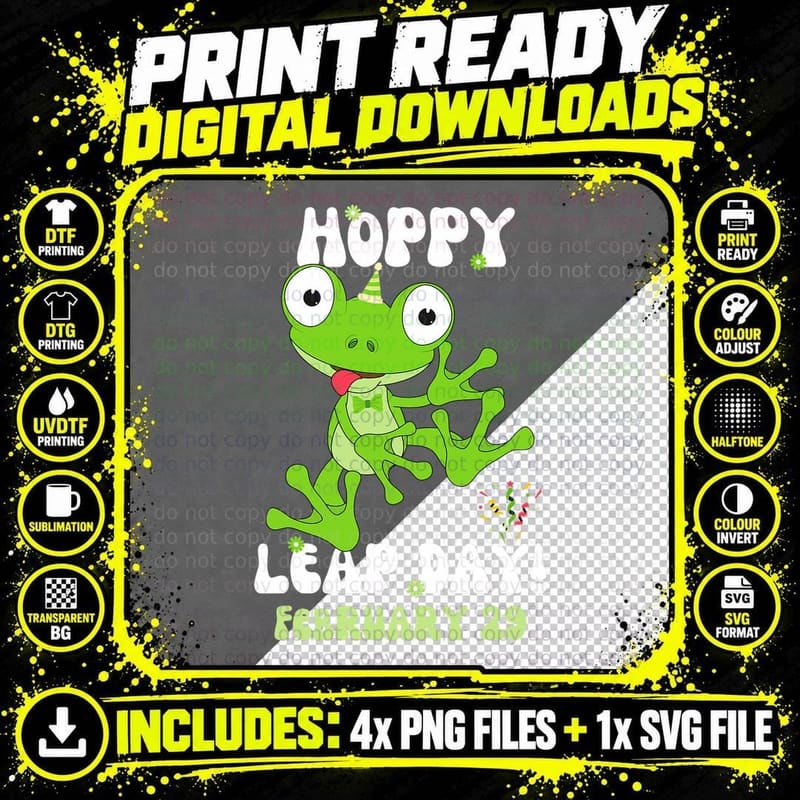 Funny Kid Frog Hoppy Leap Day February 29 Birthday Leap Png SVG Digital Bundle