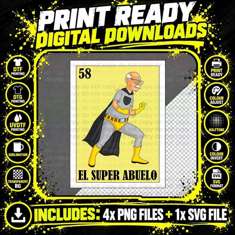 Funny Mexican Design for Grandpa - El Super Abuelo Png SVG Digital Bundle