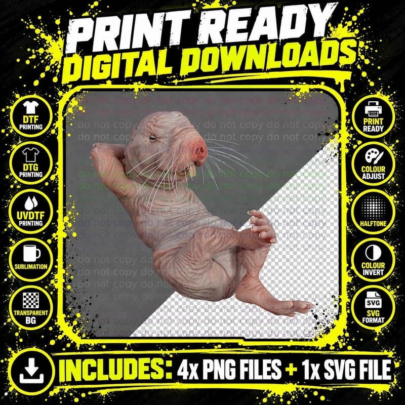 Funny Naked Mole-Rat Zookeeper Safari Animal Lover Mole Png SVG Digital Bundle