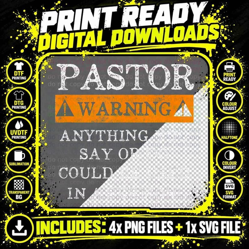 Funny Pastor Warning I Might Put You in a Sermon Png SVG Digital Bundle