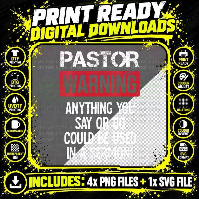 Funny Pastor Warning I Might Put You in a Sermon Png SVG Digital Bundle