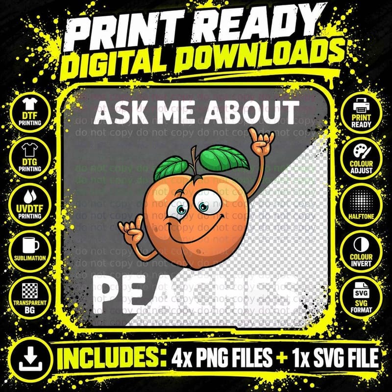 Funny Peach for Men Women Dancing Peach Fruit Lover Png SVG Digital Bundle