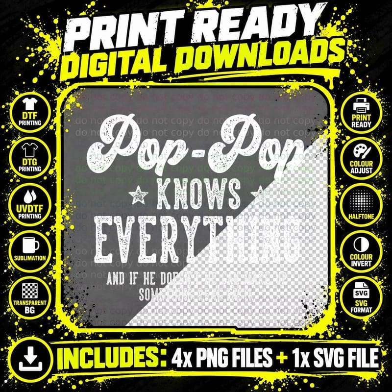 Funny Pop-Pop Gag Gifts for Birthday Father's Day Png SVG Digital Bundle