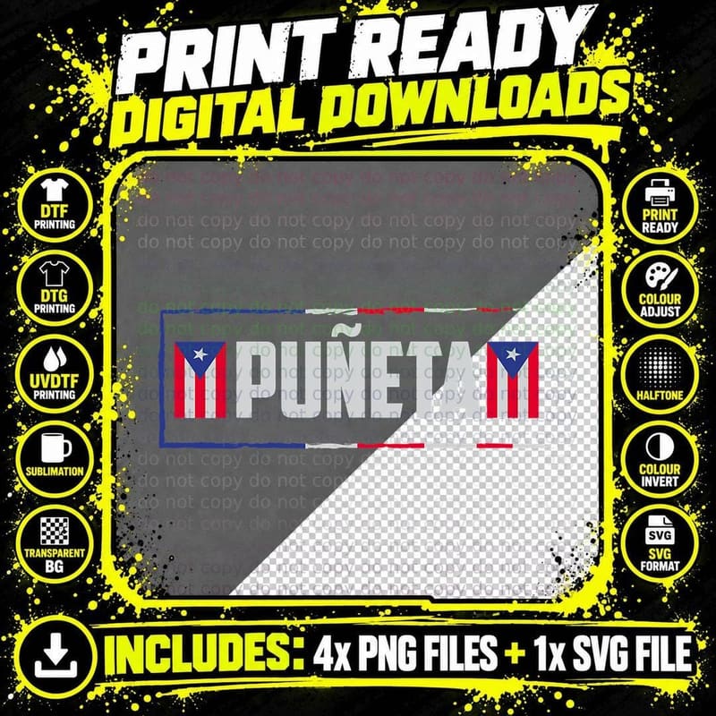 Funny Puerto Rican Boricua Hispanic Puñeta Puerto Rico Png SVG Digital Bundle