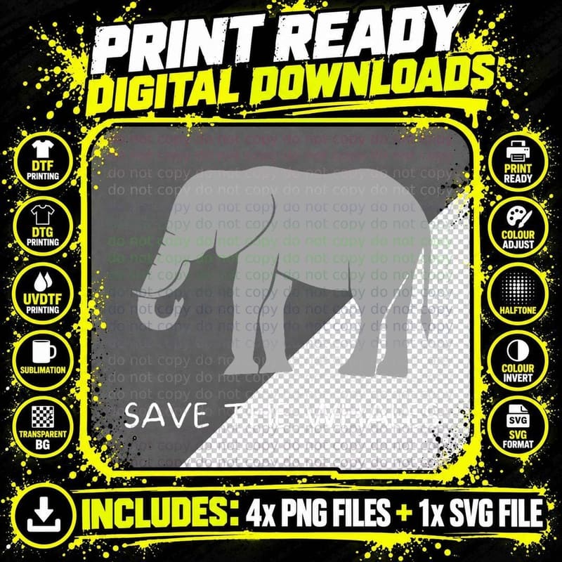 Funny Sarcastic T-Shirt Save Whales Ironic Elephant Png SVG Digital Bundle
