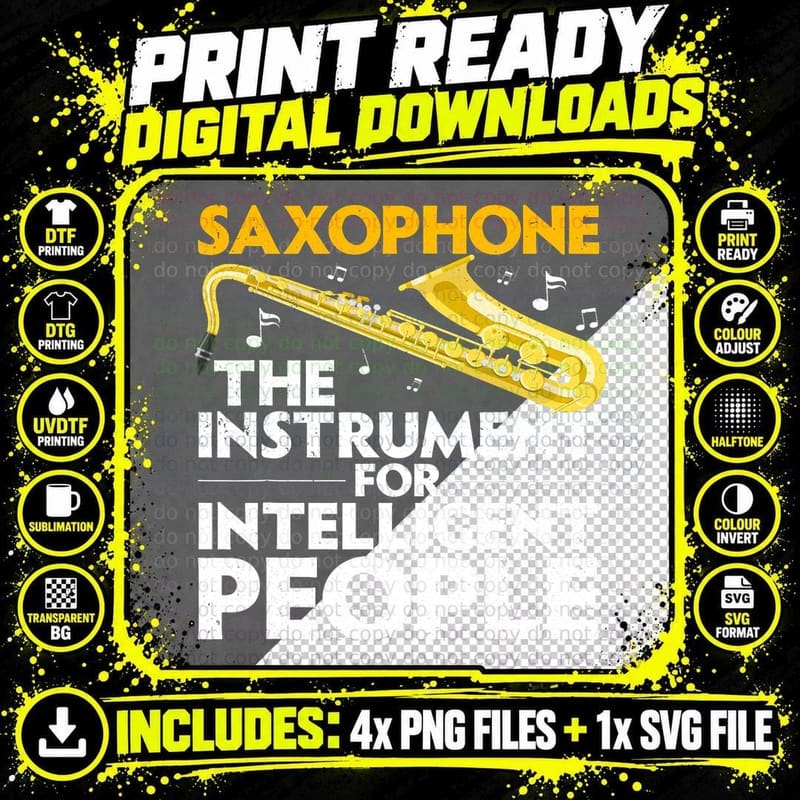 Funny Saxophone Art for Men Women Sax Lover Saxophone Png SVG Digital Bundle