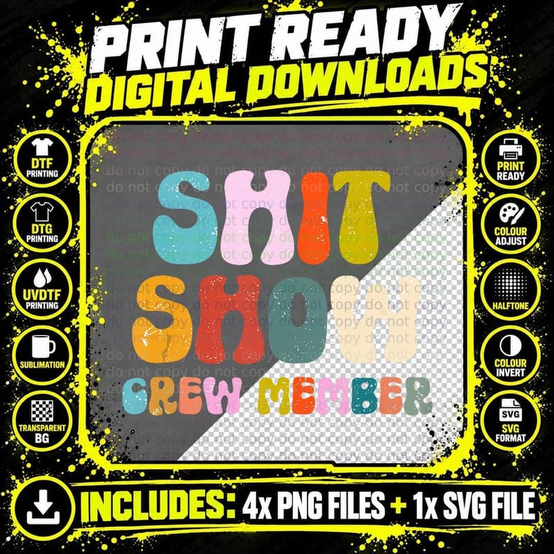 Funny Shit Show Crew Member Manager Boss or Supervisor Png SVG Digital Bundle