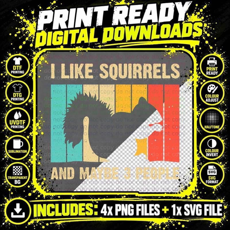 Funny Squirrel Design for Kids Men Women Pet Squirrel Png SVG Digital Bundle