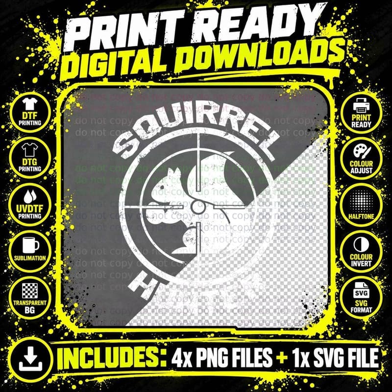 Funny Squirrel Hunter T-Shirt, Shooting Hunting Png SVG Digital Bundle