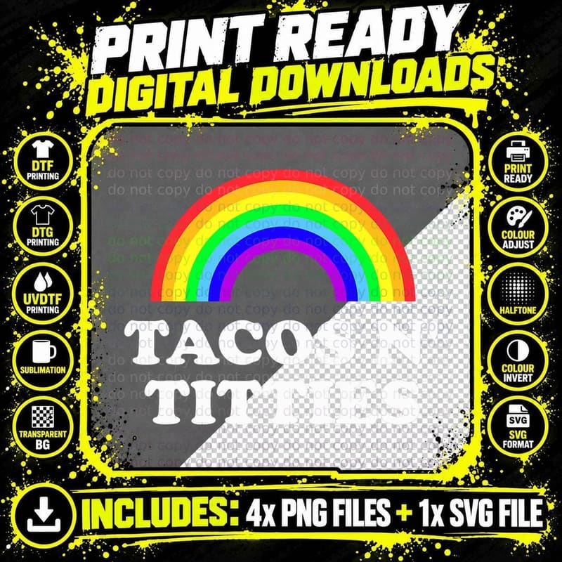 Funny Tacos N' Titties T-Shirt Png SVG Digital Bundle