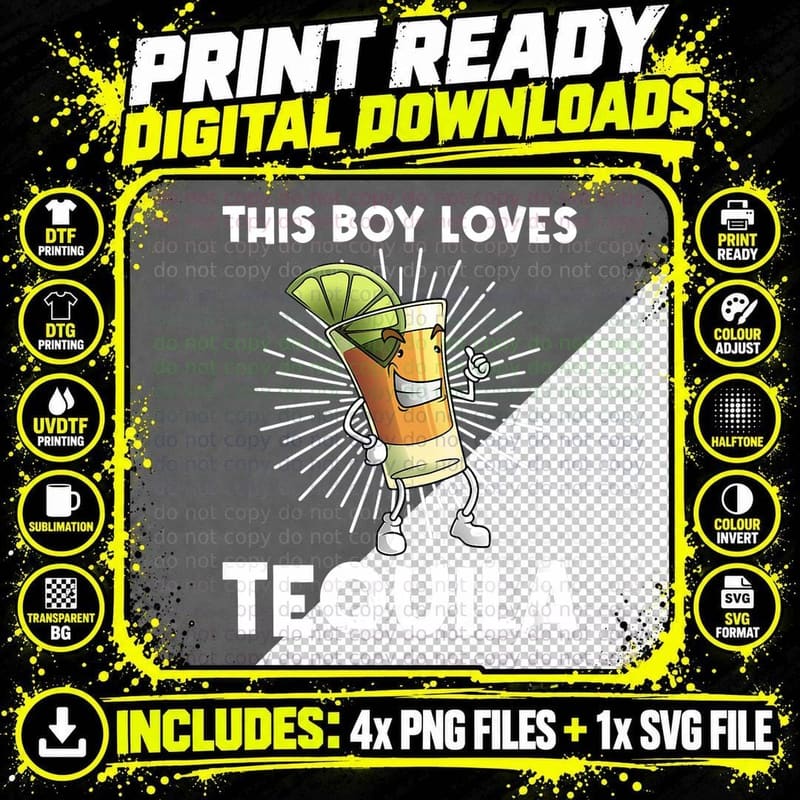 Funny Tequila Design for Boys Kids Tequila T-Shirt Png SVG Digital Bundle