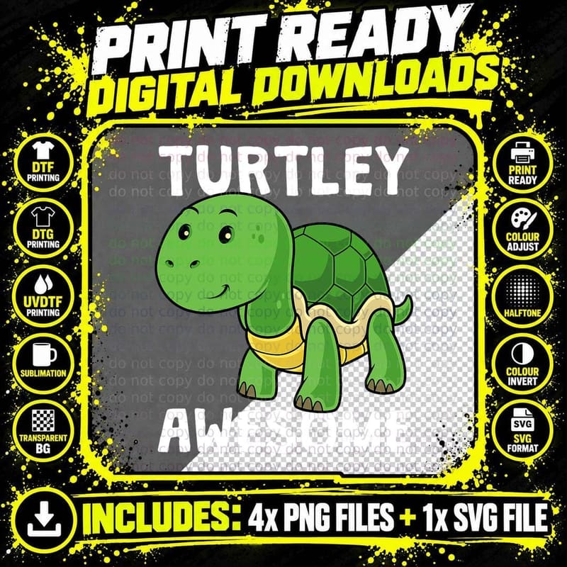 Funny Turtley Awesome Turtle Tortoise Zookeeper T-Shirt Png SVG Digital Bundle