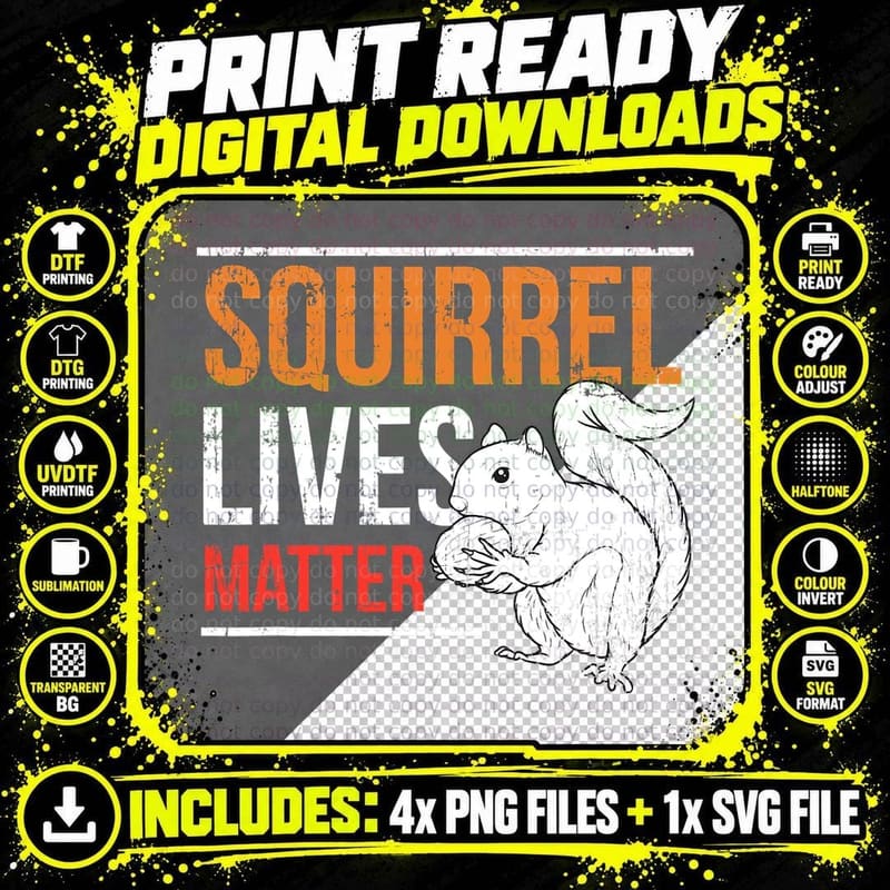 Funny Vintage Squirrel Lives Matter Gift for Men Women Png SVG Digital Bundle