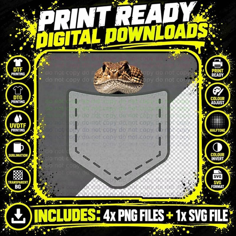 Funny Western Hognose Snake Reptile in Your Pocket Png SVG Digital Bundle
