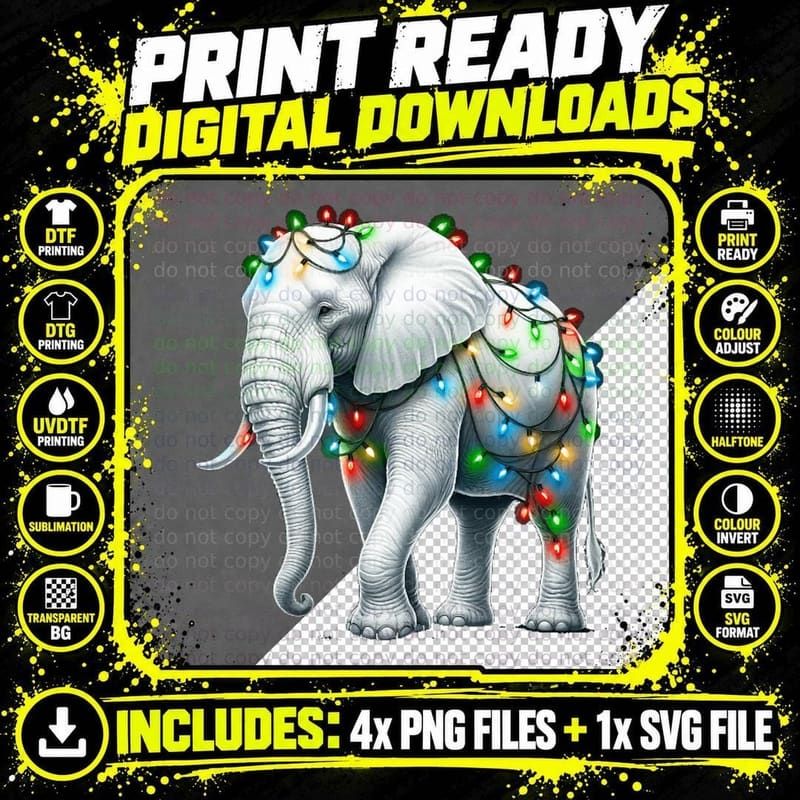 Funny White Elephant Gift Wrapped Elephant Dumb Gift Png SVG Digital Bundle