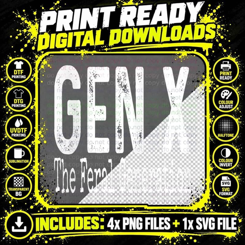 Gen X the Feral Generation X T-Shirt, Humor Tee Png SVG Digital Bundle