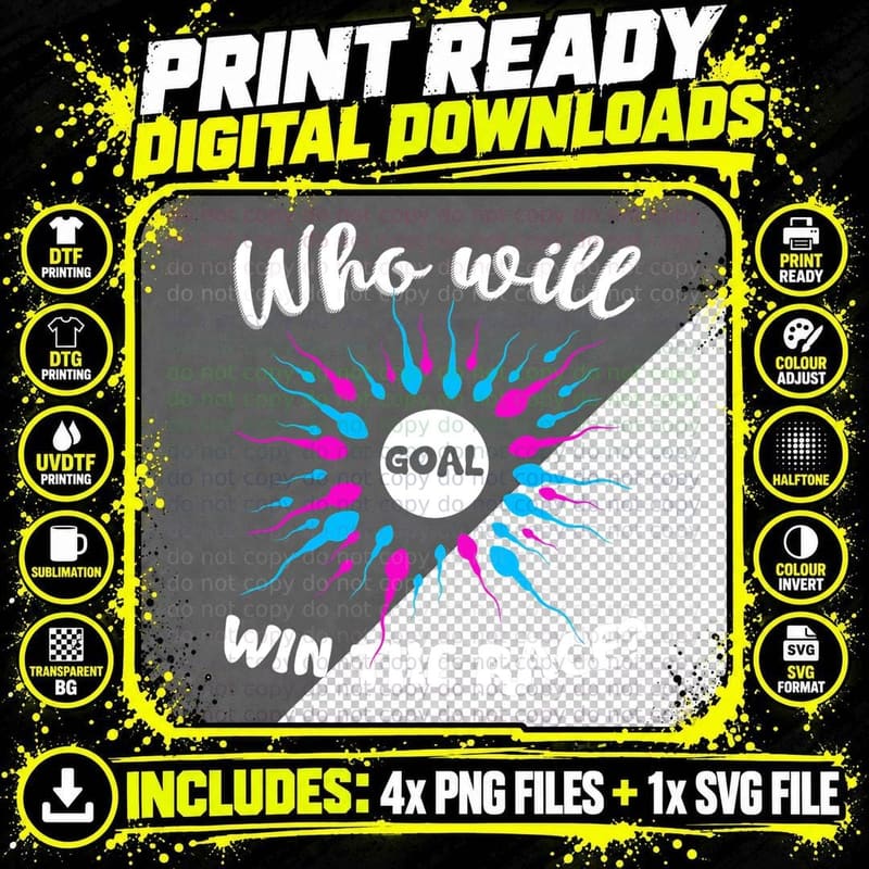 Gender Reveal Shirt Funny Who Will Win the Race Tee Png SVG Digital Bundle