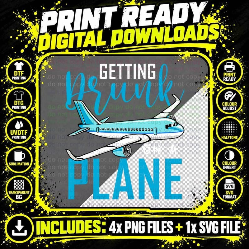 Getting Drunk on a Plane Shirt Funny Airplane Shirt Png SVG Digital Bundle