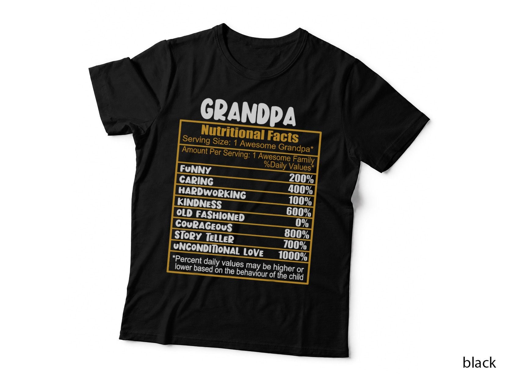 Grandpa Nutritional Facts Funny Grandpa Fathers Day T-Shirt