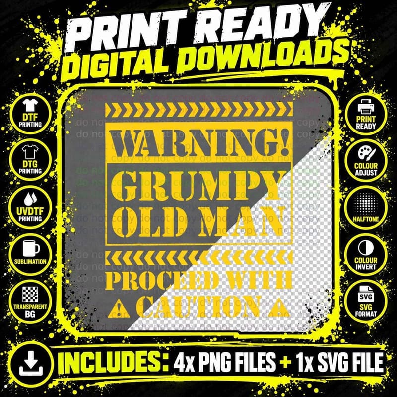 Grumpy Old Man T Shirts for Men Funny Sarcastic Fathers Png SVG Digital Bundle