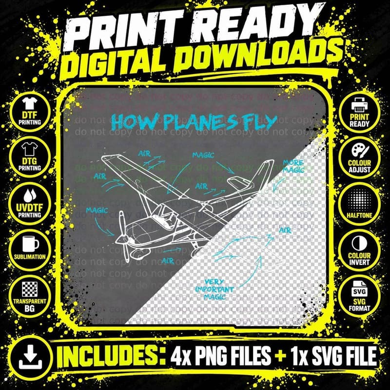 How Planes Fly Funny Aviation Gift RC Plane Pilot T-Shirt Png SVG Digital Bundle