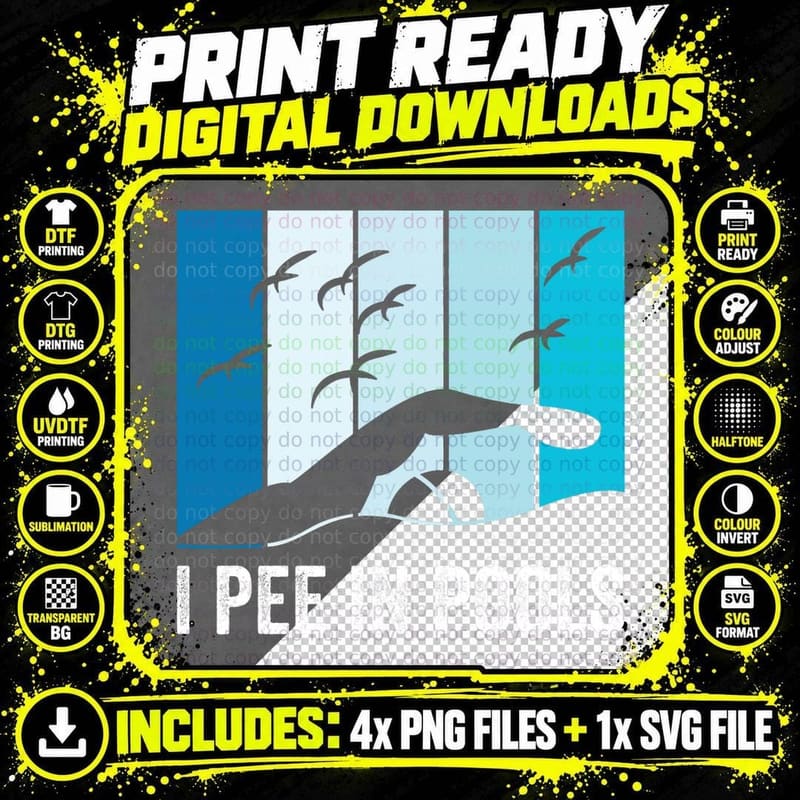 I Pee in Pools Funny Vintage Mens Pool T-Shirt Png SVG Digital Bundle