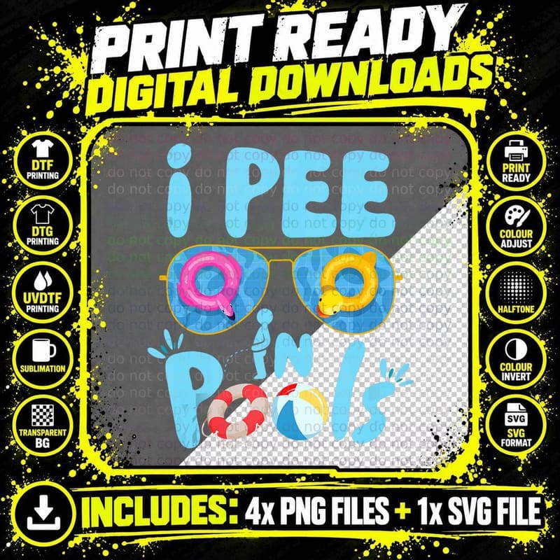 I Pee in Pools Jokes Sarcastic Saying Funny Pools Lover Png SVG Digital Bundle
