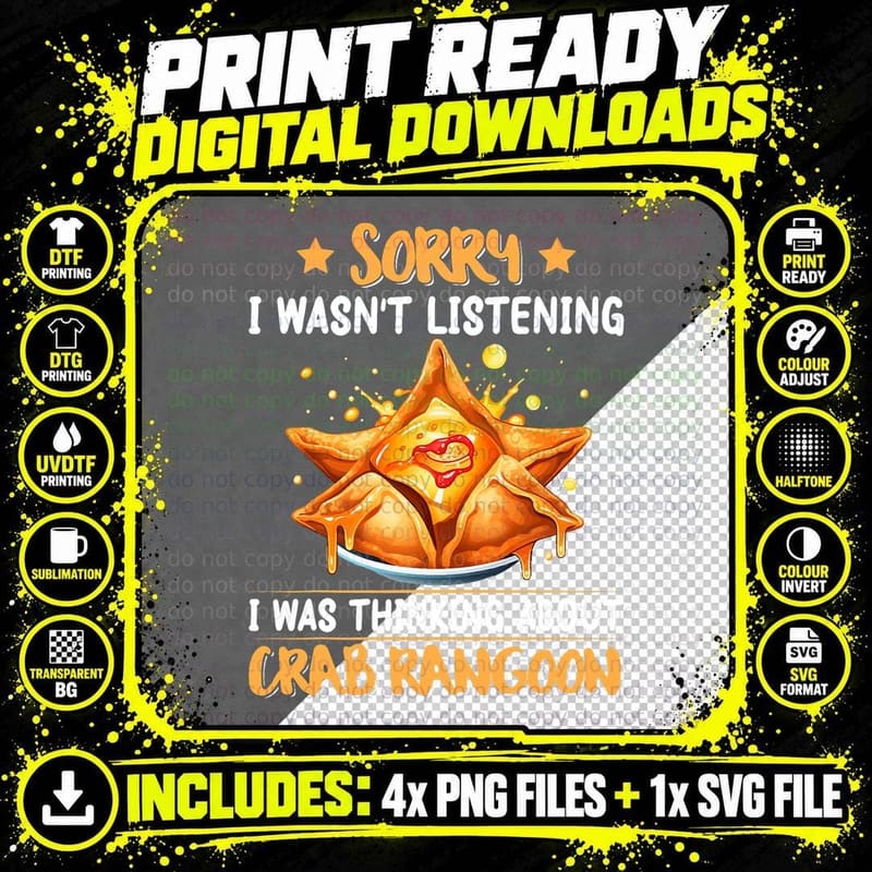 I Was Thinking About Crab Rangoon Funny Chinese Food Png SVG Digital Bundle