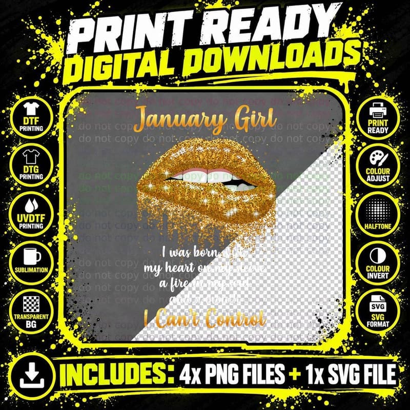 I'm a January Girl Funny January Birthday Gifts for Png SVG Digital Bundle