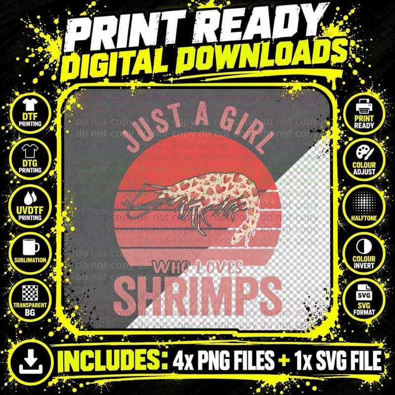 Just a Girl Who Loves Shrimps Shrimp Lover Funny Shrimp Png SVG Digital Bundle