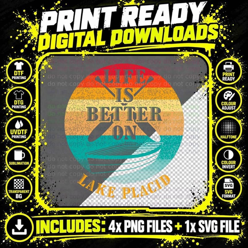 Life Is Better on Lake Placid Funny Boating Humor Boat Png SVG Digital Bundle