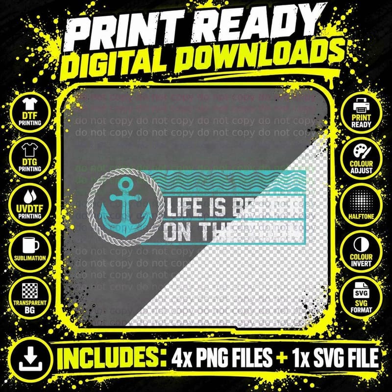 Life Is Better on the 'Toon Funny Pontoon Boat Boating Png SVG Digital Bundle