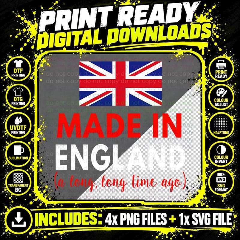 Made in England a Long Time Ago Funny British Birthday Png SVG Digital Bundle