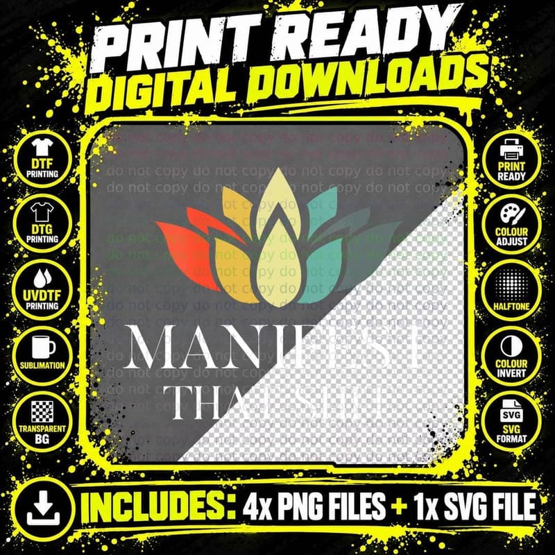 Manifest That Shit Funny Motivational T-Shirt, Humor Tee Png SVG Digital Bundle