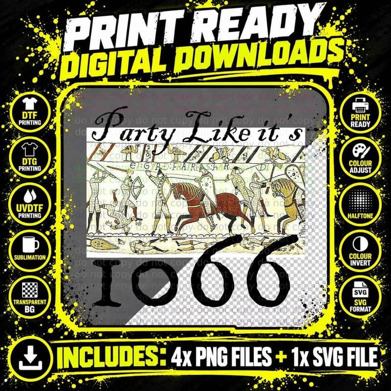 Medieval Bayeux Tapestry, Quirky Historic Funny T-Shirt Png SVG Digital Bundle