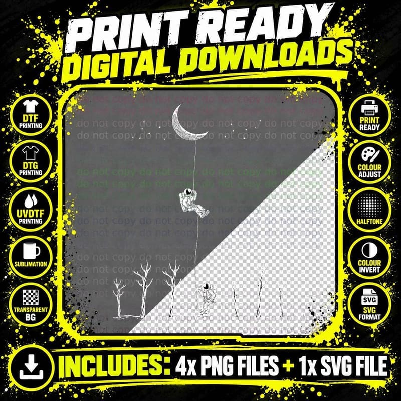 Moon Astronaut Funny Galaxy Spaceman Space Lover Gift Png SVG Digital Bundle