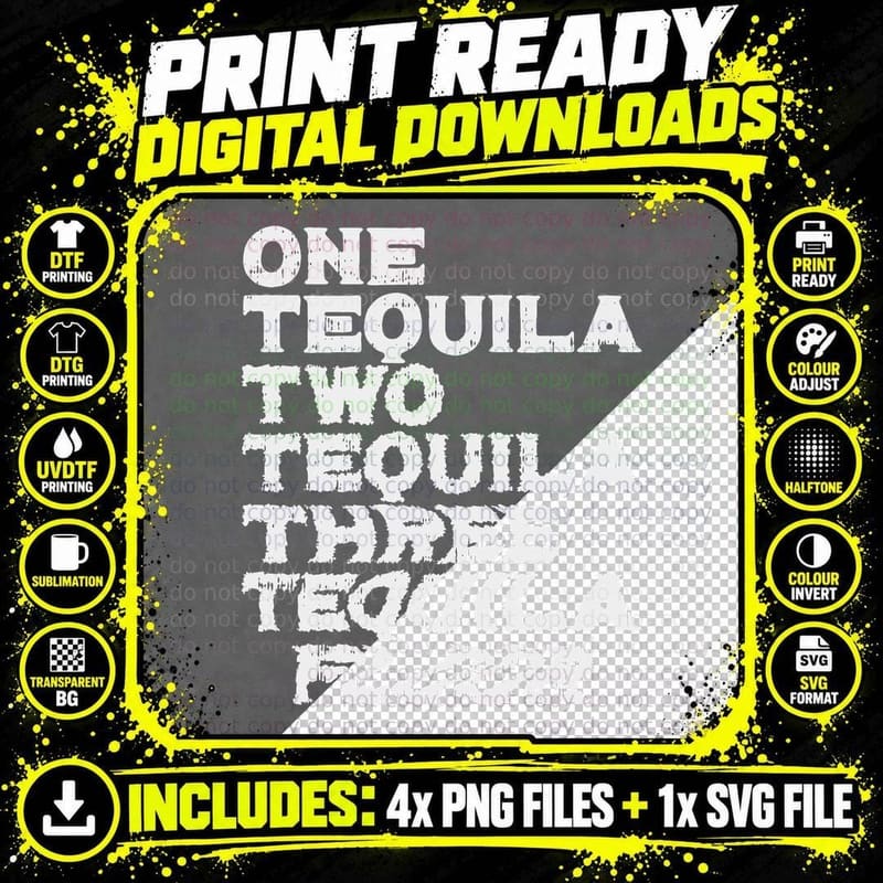 One Two Three Tequila Floor Funny Mexican Party Drinking Png SVG Digital Bundle