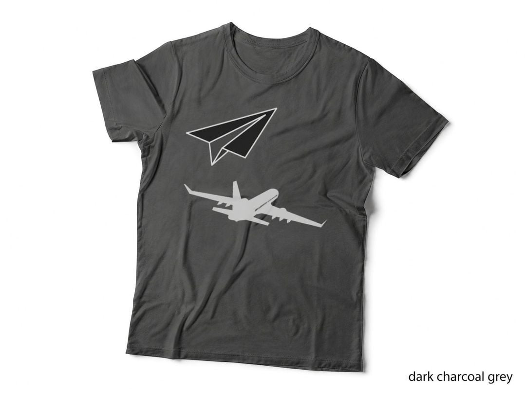 Paper-Plane Aircraft Shadow Airplane Evolution Funny Pilot T-Shirt