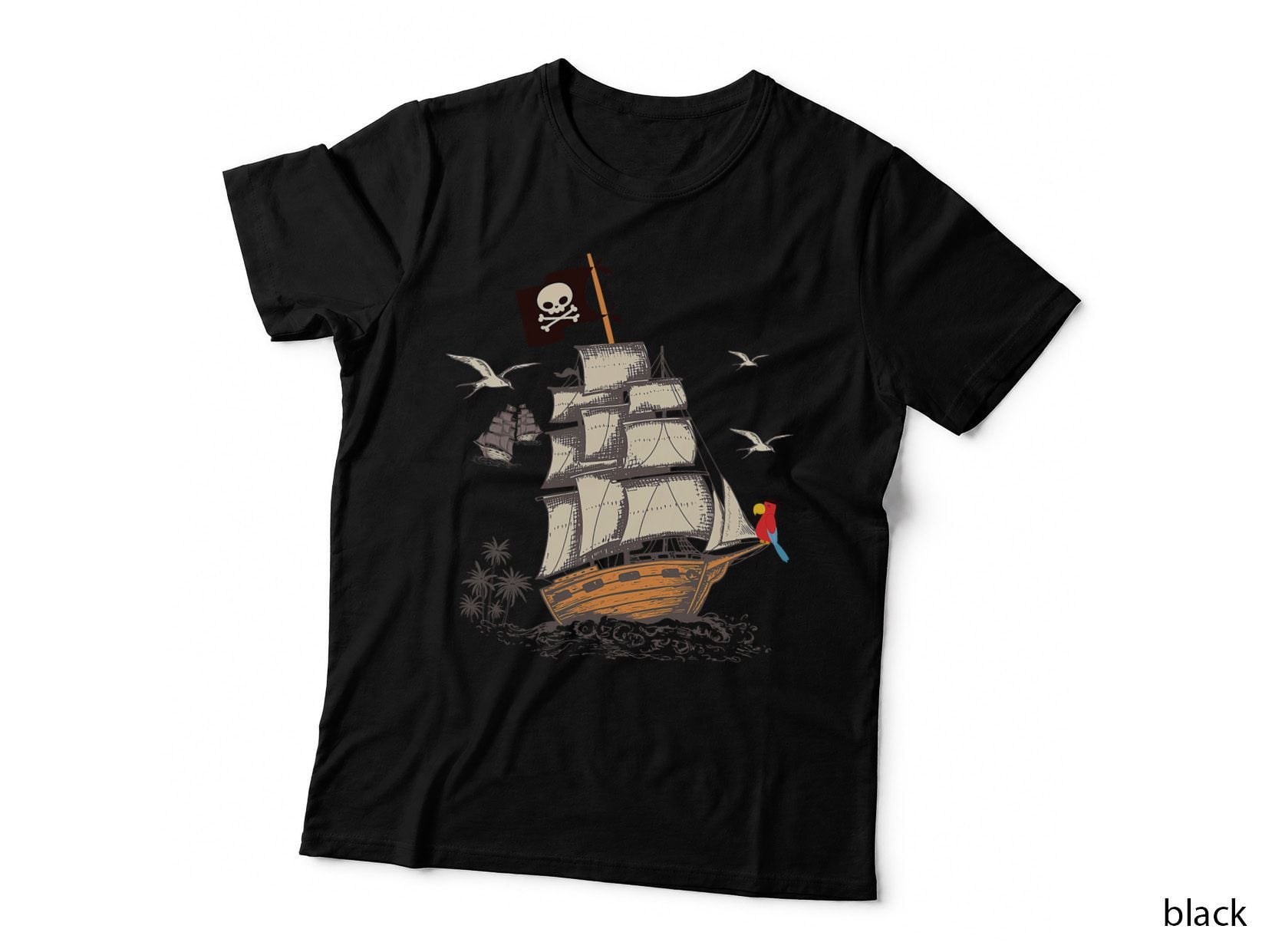 Pirate Ship Nautical Boat Pirate Flag Funny Gift T-Shirt