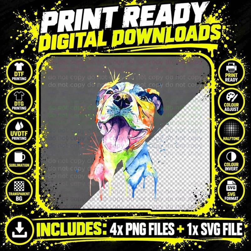 Pit Bull Artistic Funny Pibble Cute Sweet Gift Birthday Png SVG Digital Bundle