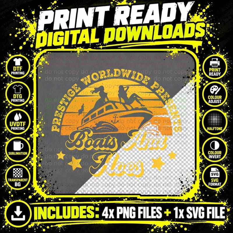 Prestige Worldwide Presents Boats and Hoes Funny Party Png SVG Digital Bundle