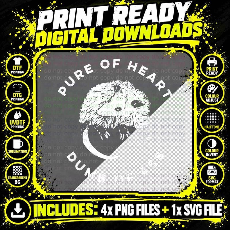 Pure of Heart Dumb of Ass Funny T-Shirt Png SVG Digital Bundle