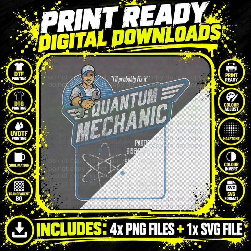 Quantum Mechanics, Funny Subatomic Physics Pun Png SVG Digital Bundle