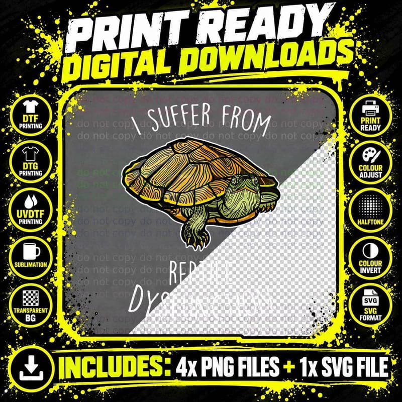 Red-Eared Slider Turtle Reptile Dysfunction Png SVG Digital Bundle