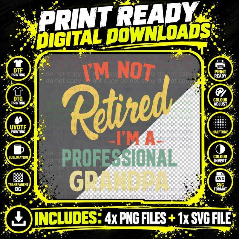 Retired Grandpa Shirts for Men Funny Fathers Day Grandpa Png SVG Digital Bundle